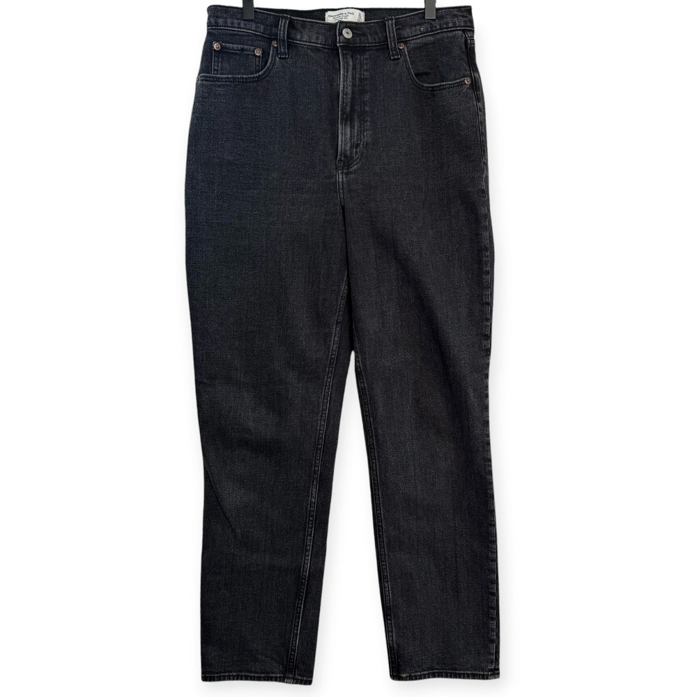 Abercrombie & Fitch Curve Love Ankle Straight Ultra High Rise Jeans Black 31/12